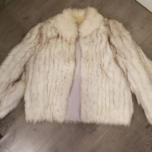 Vintage silver white fox fur coat